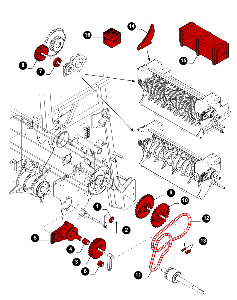 Схема запчастей Case IH RB454 - (00.00RB213) - MAINTENANCE PARTS, ROTOR FEEDER & ROTOR CUTTER (00) - GENERAL