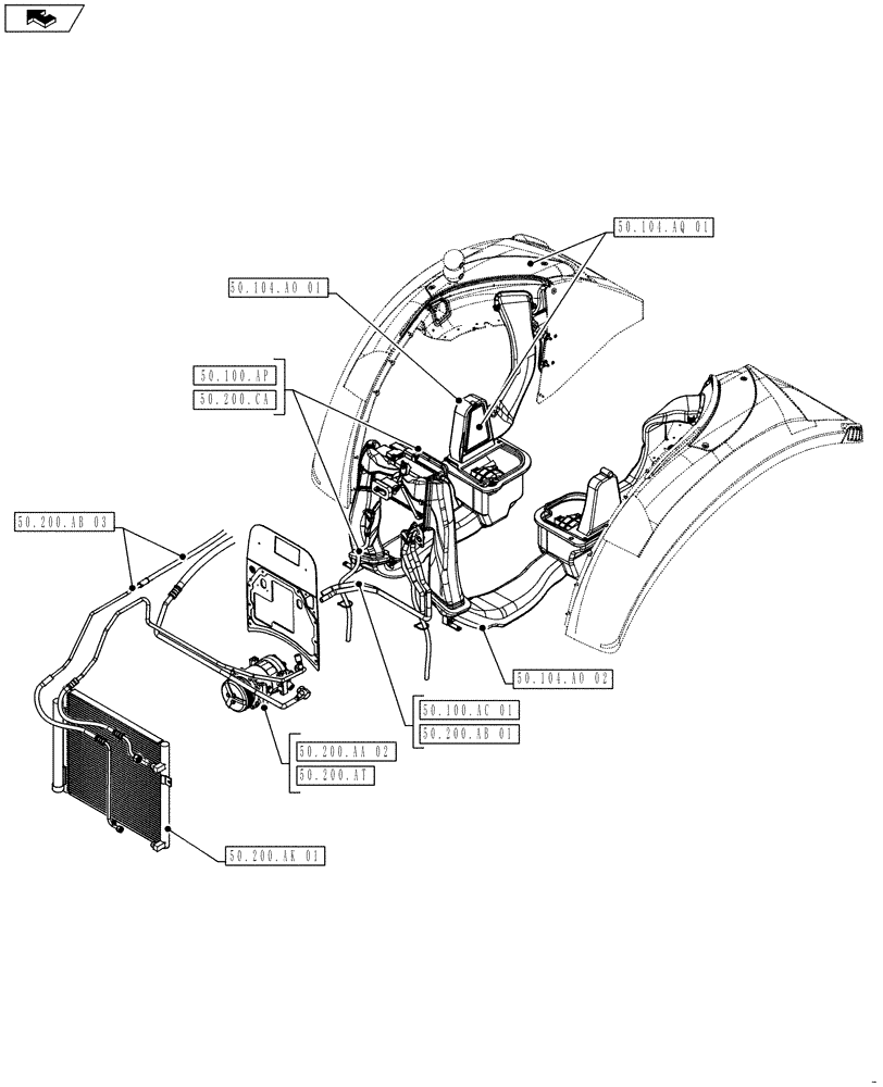 Схема запчастей Case IH FARMALL 115U - (00.000.50) - PICTORIAL INDEX - CAB CLIMATE CONTROL (00) - GENERAL & PICTORIAL INDEX