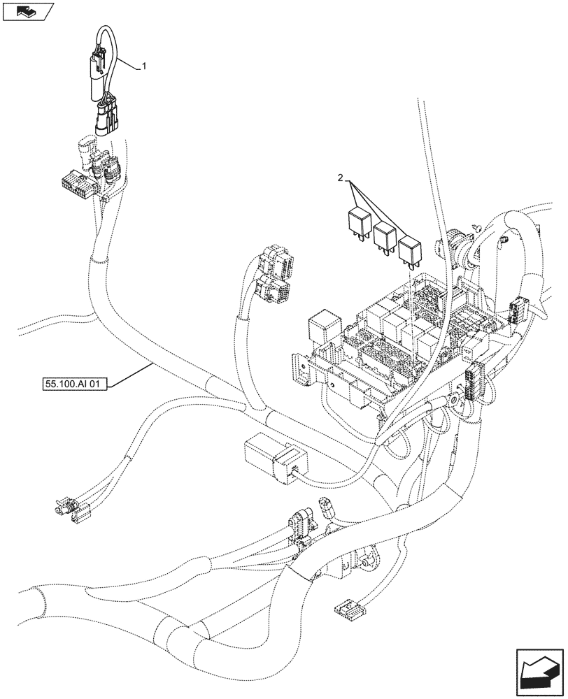 Схема запчастей Case IH FARMALL 105U - (55.100.AX[01]) - VAR - 330491 - FRONT LOADER, HARNESS, ISO - END YR 23-JUL-2015 (55) - ELECTRICAL SYSTEMS