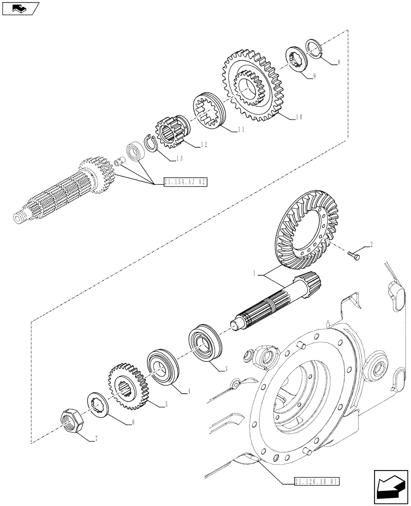 Схема запчастей Case IH FARMALL 105U - (21.148.AC[04]) - VAR - 743507 - BEVEL GEAR, ISO (30KPH) (21) - TRANSMISSION