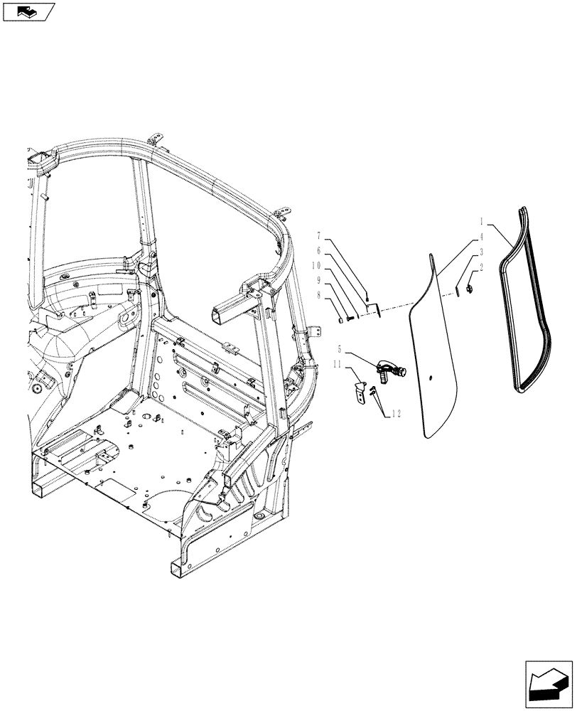 Схема запчастей Case IH FARMALL 105U - (90.156.AZ[01]) - STD + VAR - 330642, 390642 - WINDOW, LEFT SIDE - END YR 10-MAR-2013 (90) - PLATFORM, CAB, BODYWORK AND DECALS