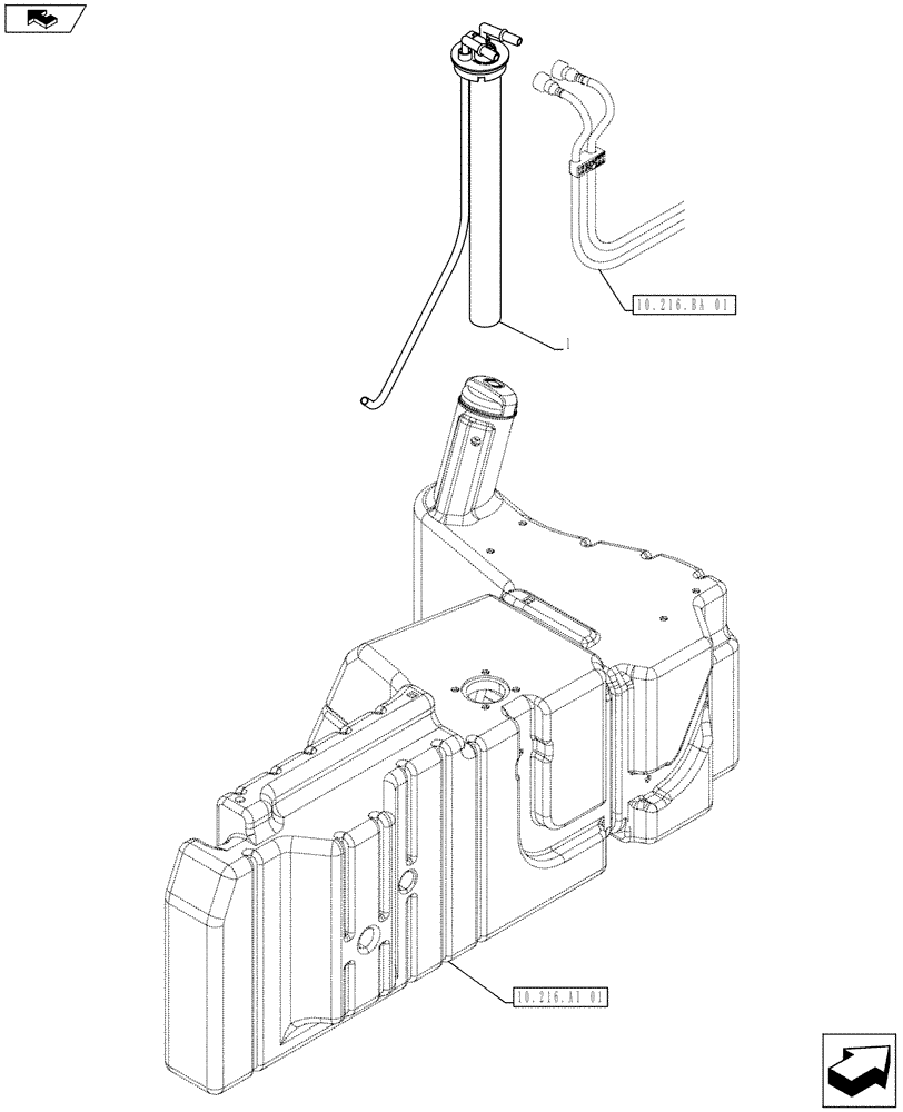 Схема запчастей Case IH FARMALL 105U - (55.011.AC[01]) - STD + VAR - 390210 - FUEL TANK, SENDER UNIT (55) - ELECTRICAL SYSTEMS