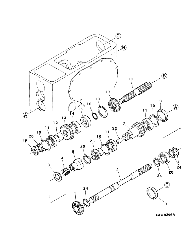 Схема запчастей Case IH 244 - (07-43) - DRIVE TRAIN, PTO SHAFTS, 244 AND 254 (04) - Drive Train