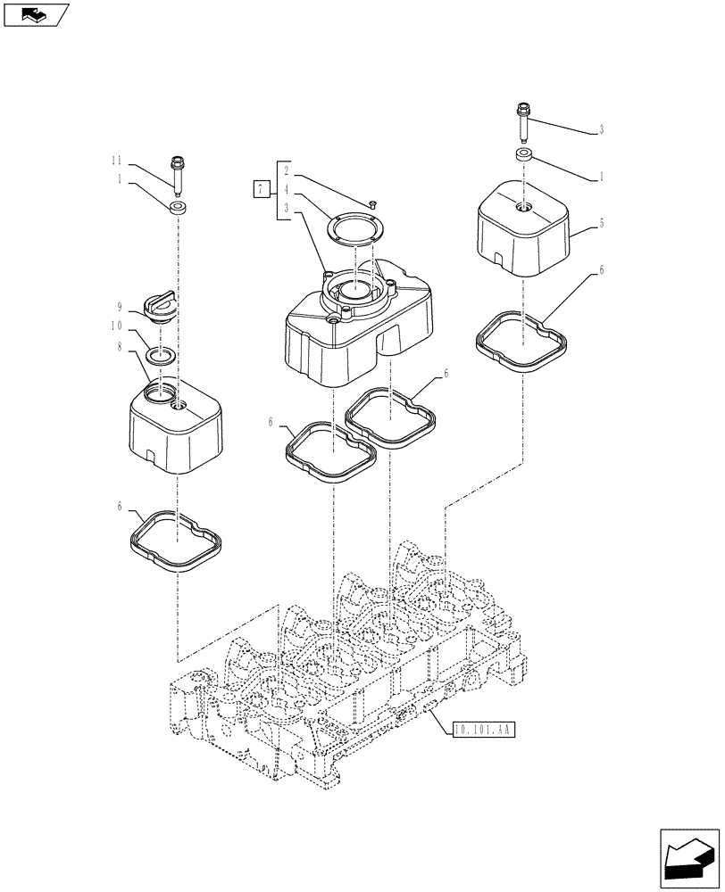 Схема запчастей Case IH F4CE9484C J600 - (10.101.AB) - CYLINDER HEAD, COVER (10) - ENGINE