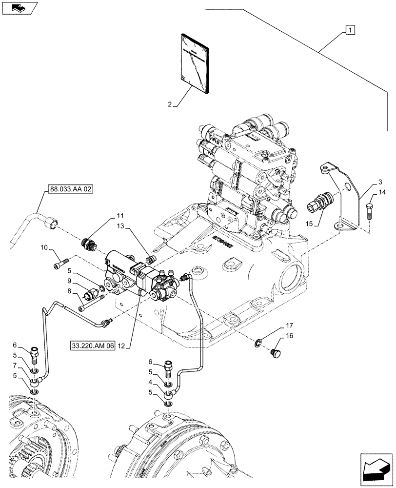 Схема запчастей Case IH FARMALL 115U - (88.033.AA[01]) - DIA KIT, TRAILER BRAKE VALVE - ISO (88) - ACCESSORIES