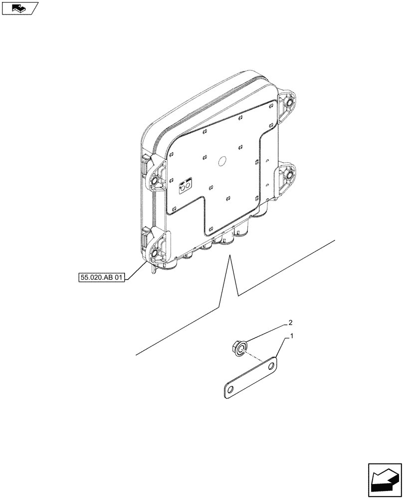 Схема запчастей Case IH FARMALL 105U - (55.020.AB[02]) - STD + VAR - 390798 - POWER DISTRIBUTION UNIT, PLATE (55) - ELECTRICAL SYSTEMS