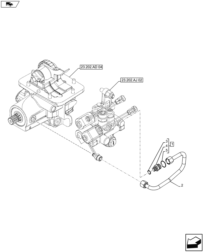 Схема запчастей Case IH FARMALL 115U - (23.202.AN[04]) - VAR - 330308, 330415 - 4WD, PIPE, ISO (23) - FOUR WHEEL DRIVE SYSTEM