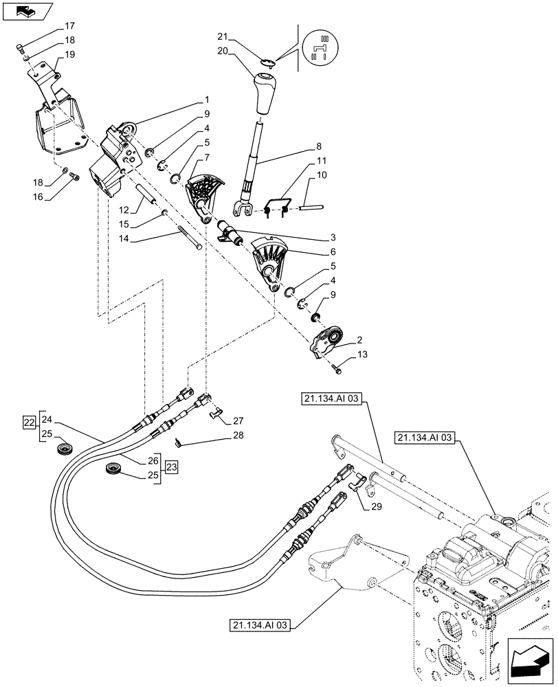 Схема запчастей Case IH FARMALL 105U - (21.134.AI[05]) - VAR - 332846 - TRANSMISSION (24X24), RANGE GEAR - END YR 19-JUN-2014 (21) - TRANSMISSION