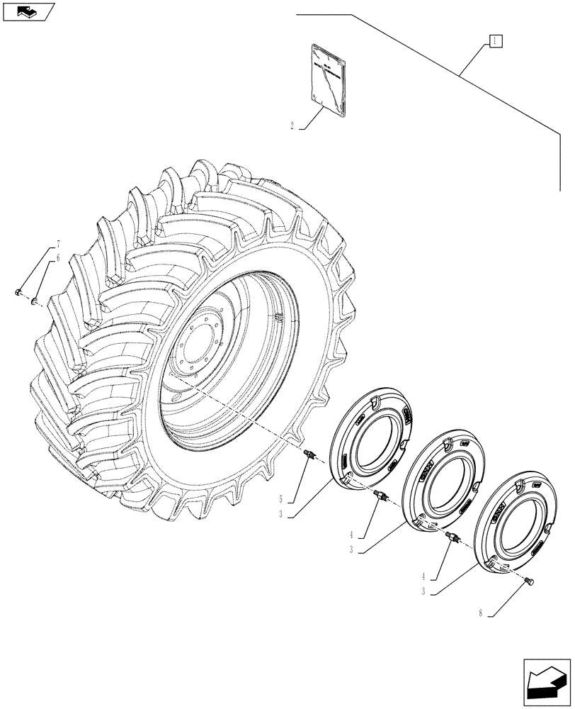 Схема запчастей Case IH FARMALL 105U - (88.039.AA[03]) - DIA KIT, REAR BALLAST (6 PLTS, 410 MM HOLES DISTANCE) (88) - ACCESSORIES