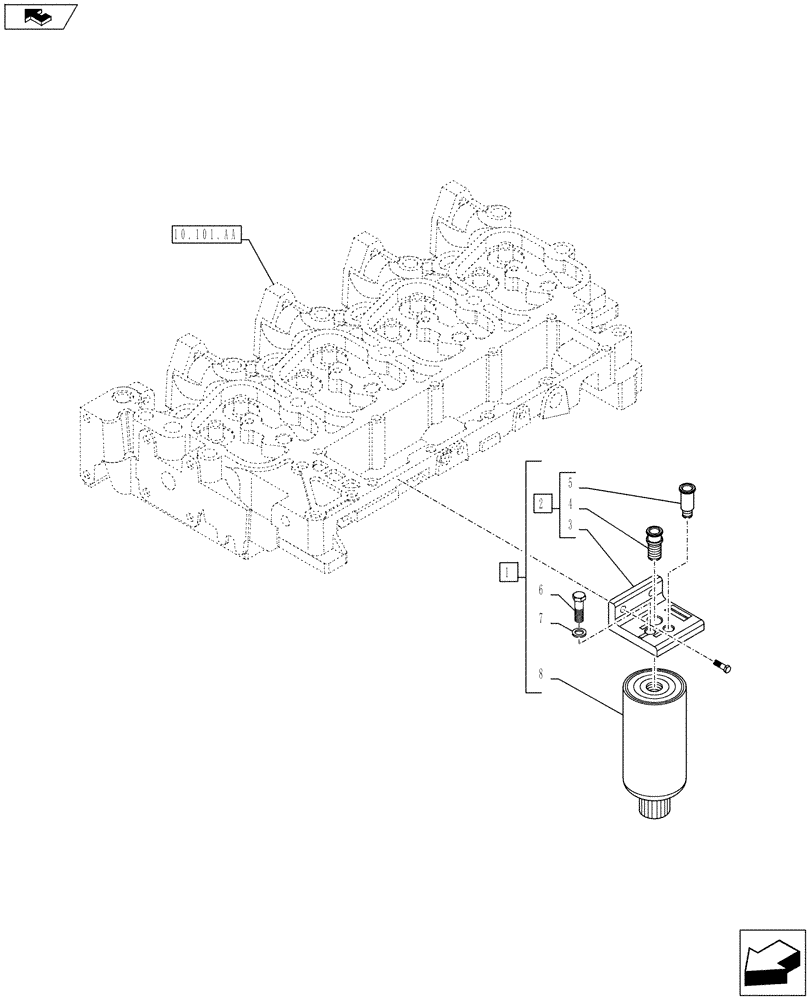 Схема запчастей Case IH F4CE9484L J600 - (10.206.AG) - FUEL FILTER (10) - ENGINE