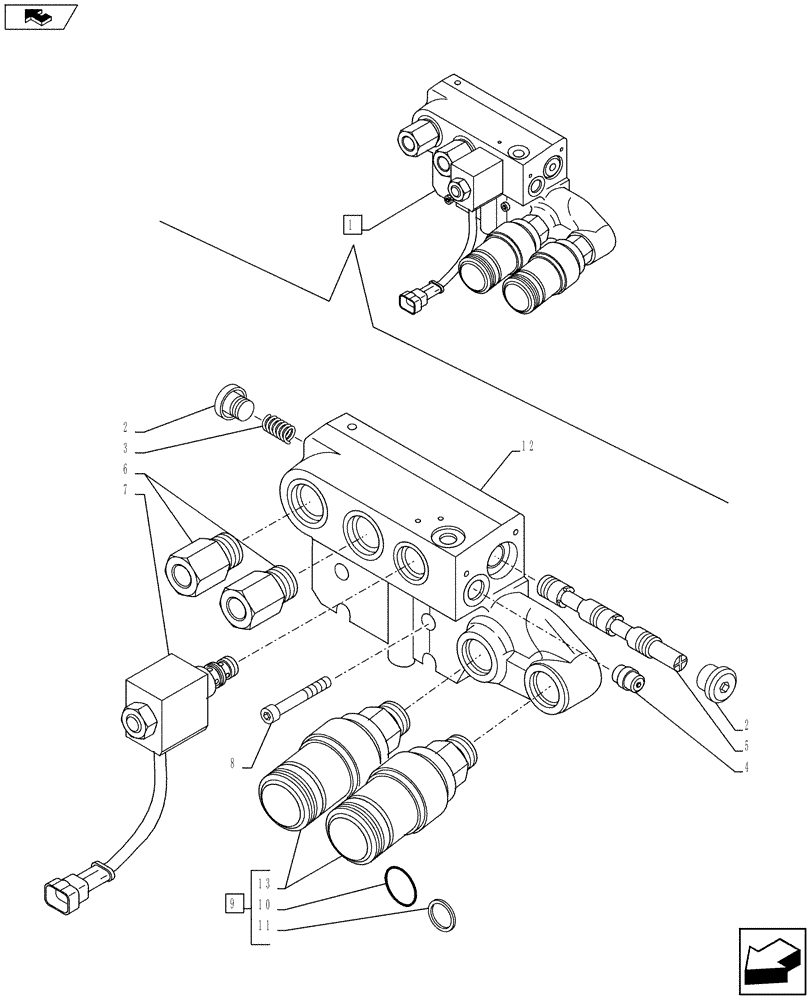 Схема запчастей Case IH FARMALL 115U - (35.124.AA[01]) - VAR - 332844 - HYDRAULIC MANIFOLD, COMPONENTS - END YR 04-APR-2013 (35) - HYDRAULIC SYSTEMS