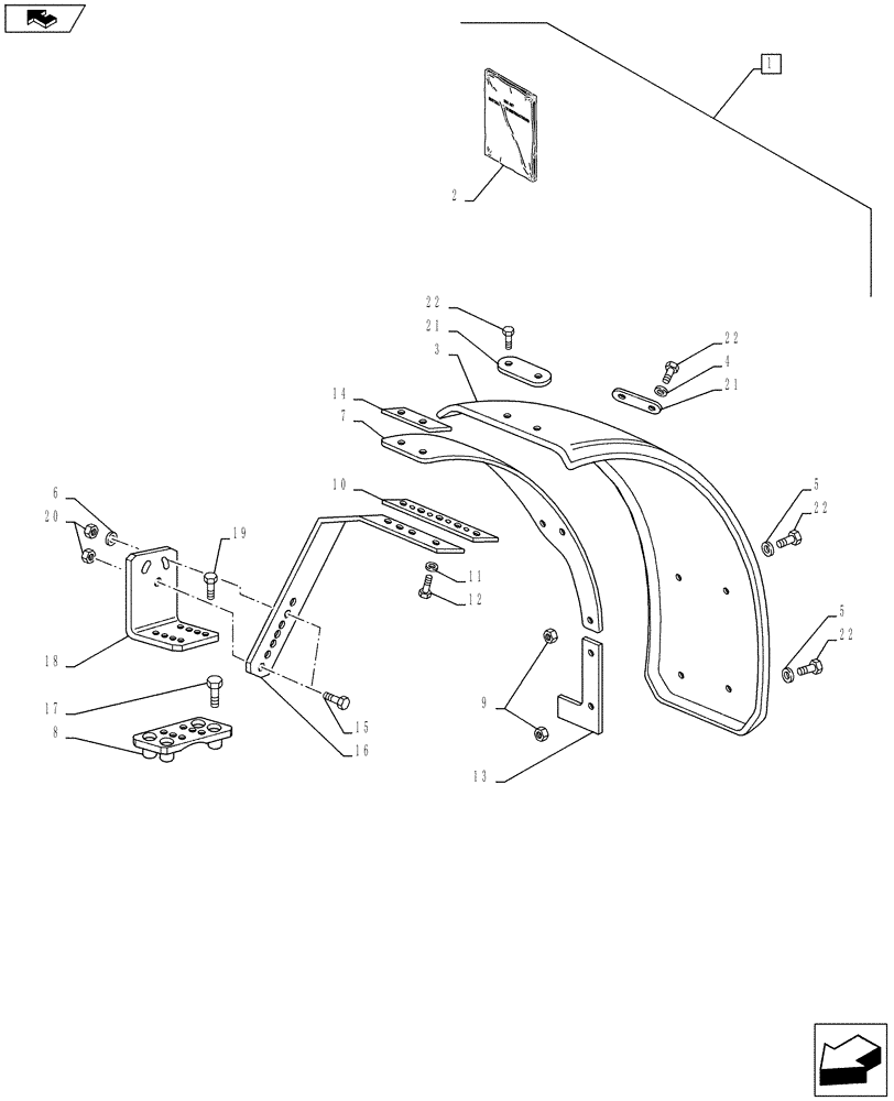 Схема запчастей Case IH FARMALL 115U - (88.090.AA[09]) - DIA KIT, DYNAMIC FRONT FENDERS (480MM) (88) - ACCESSORIES