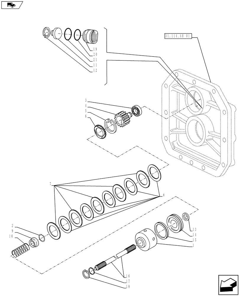 Схема запчастей Case IH FARMALL 105U - (31.114.AI[01]) - STD + VAR - 391727 - PTO 540/1000 RPM, CLUTCH PLATE (31) - IMPLEMENT POWER TAKE OFF