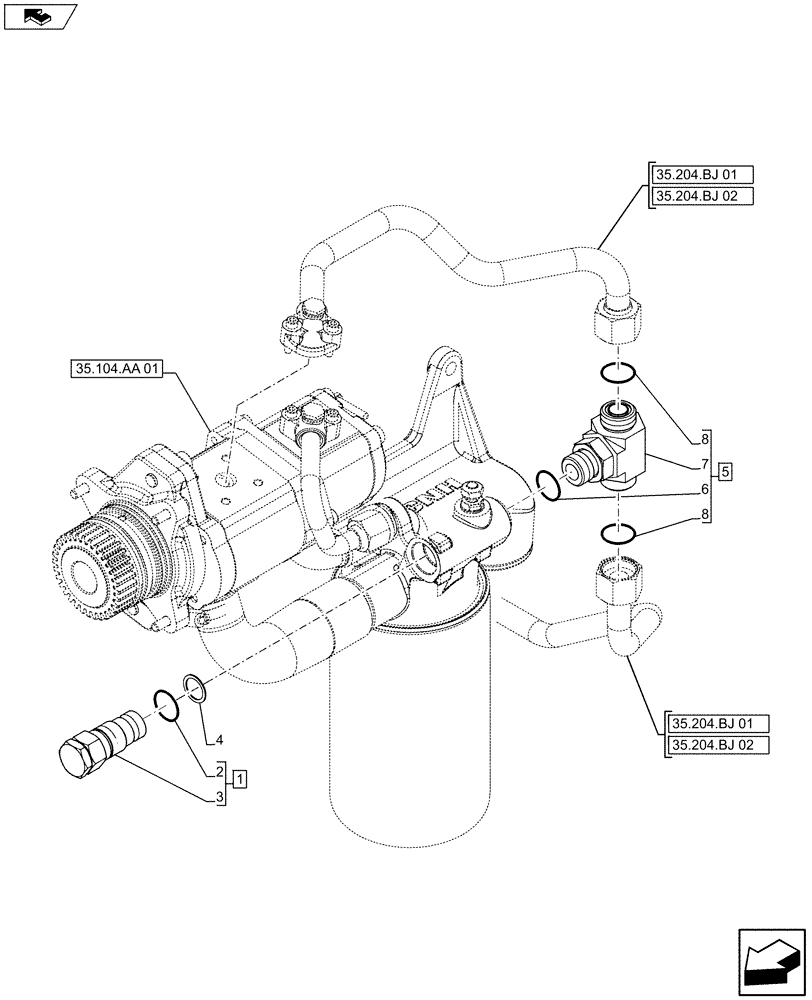 Схема запчастей Case IH FARMALL 105U - (35.204.AY) - STD + VAR - 330849, 331844, 332844, 338844, 743911 - PRESSURE RELIEF VALVE (35) - HYDRAULIC SYSTEMS