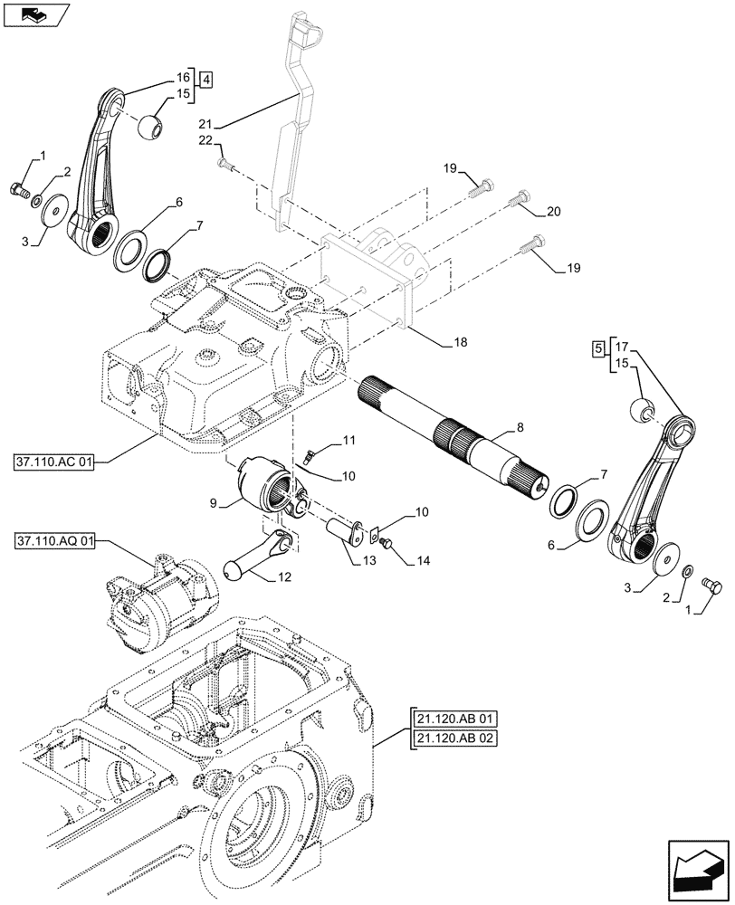 Схема запчастей Case IH FARMALL 105U - (37.110.AQ[02]) - STD + VAR - 390832 - REMOTE CONTROL VALVE, LIFT ARM (37) - HITCHES, DRAWBARS & IMPLEMENT COUPLINGS