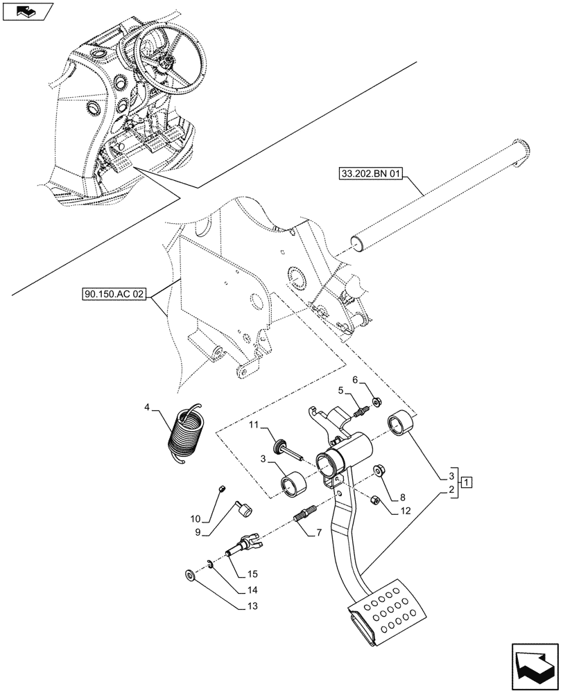 Схема запчастей Case IH FARMALL 105U - (18.100.AF[01]) - STD + VAR - 336606, 391606 - CLUTCH PEDAL - END YR 02-MAY-2014 (18) - CLUTCH