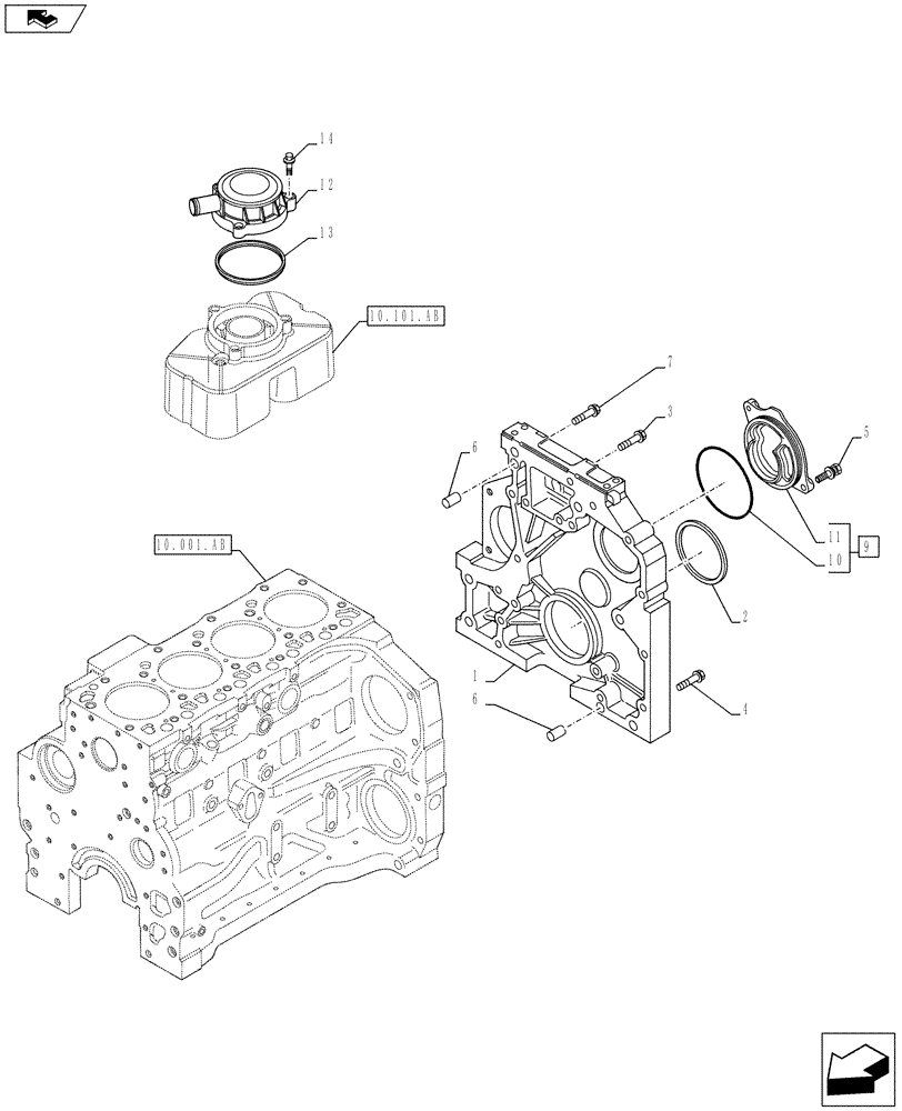 Схема запчастей Case IH F4CE9484C J600 - (10.102.AK) - ENGINE, FRONT ENGINE COVER (10) - ENGINE