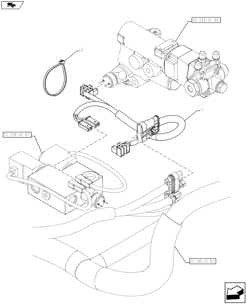 Схема запчастей Case IH FARMALL 105U - (55.032.AC) - VAR - 743517 - TRAILER BRAKE VALVE, HARNESS, ISO (55) - ELECTRICAL SYSTEMS