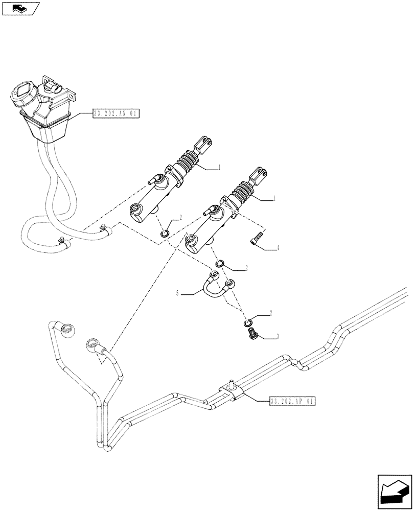 Схема запчастей Case IH FARMALL 105U - (33.202.AR[03]) - VAR - 330415 - BRAKE CYLINDER, ISO (33) - BRAKES & CONTROLS