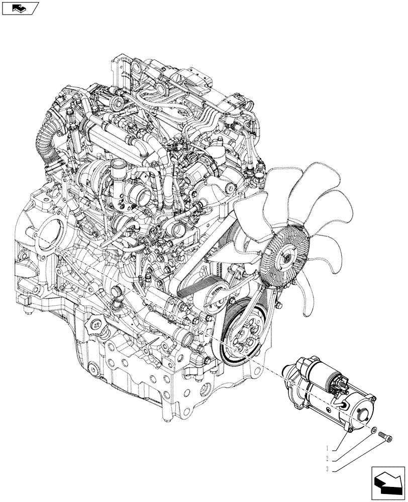 Схема запчастей Case IH FARMALL 105U - (55.201.AE) - STD + VAR - 332229, 390174 - STARTER MOTOR (55) - ELECTRICAL SYSTEMS