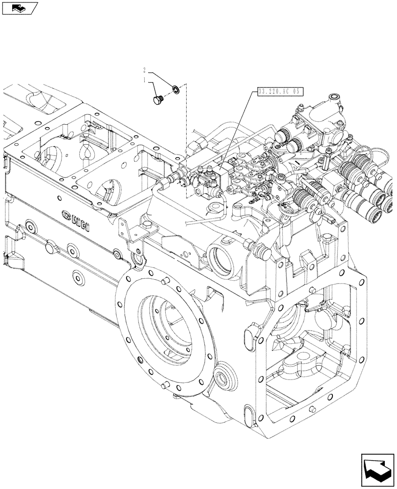 Схема запчастей Case IH FARMALL 105U - (33.220.AC[01]) - STD + VAR - 390335 - PNEUMATIC TRAILER BRAKE, VALVE, PLUG (33) - BRAKES & CONTROLS