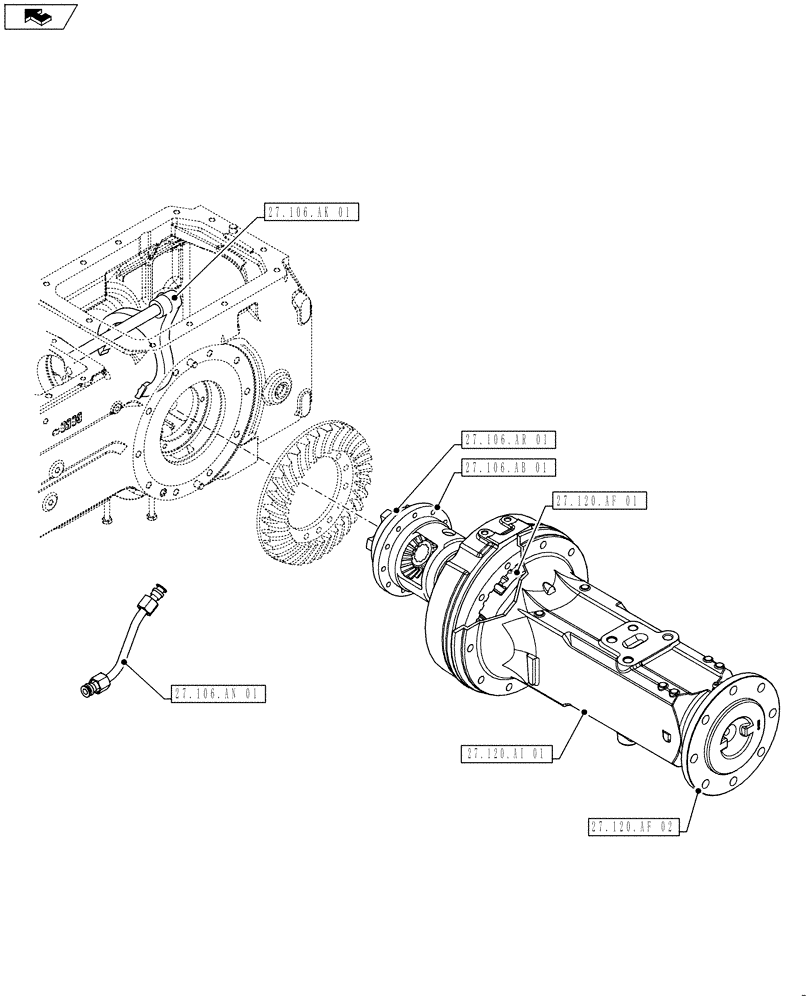 Схема запчастей Case IH FARMALL 115U - (27.000.00) - SECTION INDEX - REAR DRIVE AXLE (27) - REAR AXLE SYSTEM