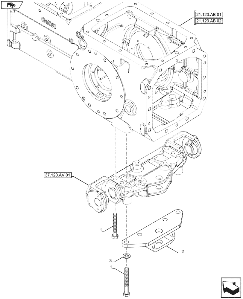 Схема запчастей Case IH FARMALL 115U - (37.120.AY[02]) - VAR - 330912, 331918, 332918, 333918 - TOWING EQUIPMENT, SUPPORT, HITCH, ISO (37) - HITCHES, DRAWBARS & IMPLEMENT COUPLINGS