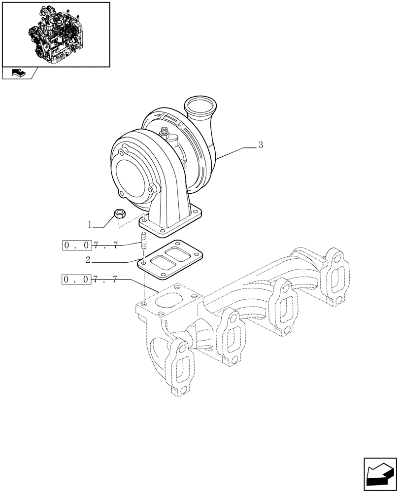 Схема запчастей Case IH FARMALL 85U - (0.24.0) - TURBOCHARGER (01) - ENGINE