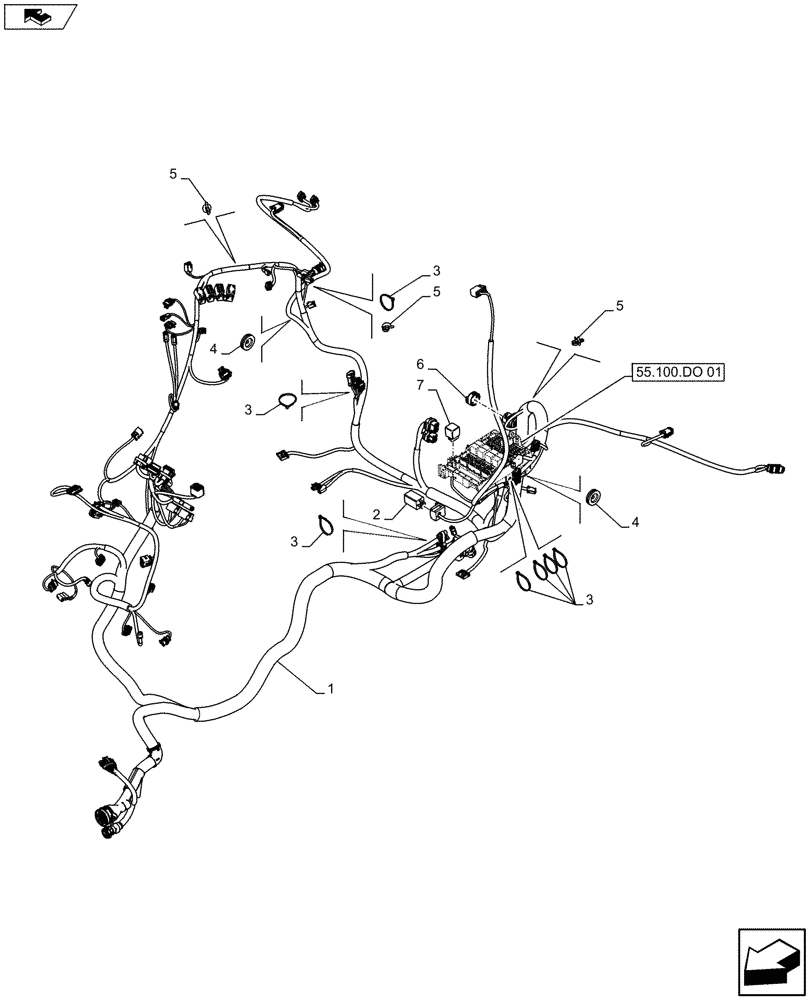 Схема запчастей Case IH FARMALL 105U - (55.100.AI[01]) - STD + VAR - 390754 - MAIN HARNESS, ISO - END YR 10-MAR-2013 (55) - ELECTRICAL SYSTEMS