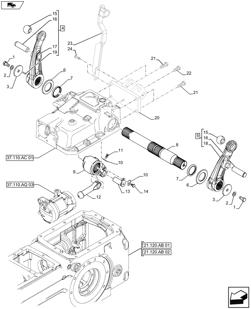 Схема запчастей Case IH FARMALL 105U - (37.110.AQ[03]) - VAR - 743597 - REMOTE CONTROL VALVE, LIFT ARM, ISO (37) - HITCHES, DRAWBARS & IMPLEMENT COUPLINGS