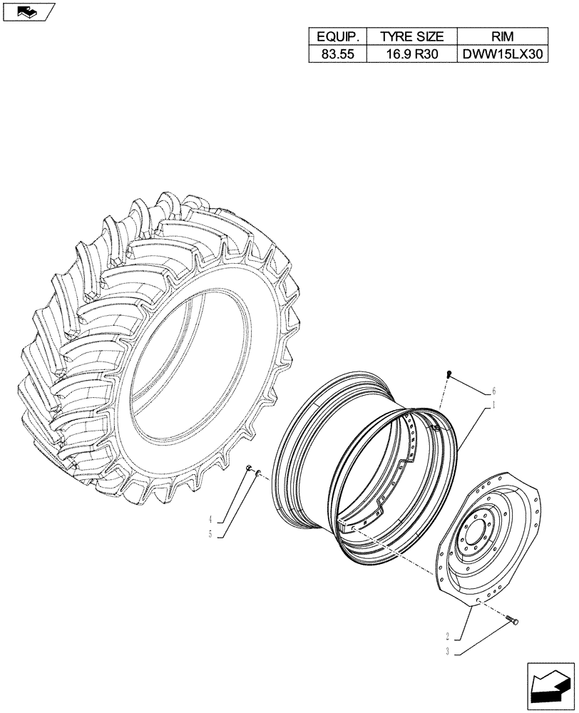 Схема запчастей Case IH FARMALL 105U - (44.520.AB[01A]) - WHEEL - REAR - BEGIN S/N ZCJR23173 (44) - WHEELS