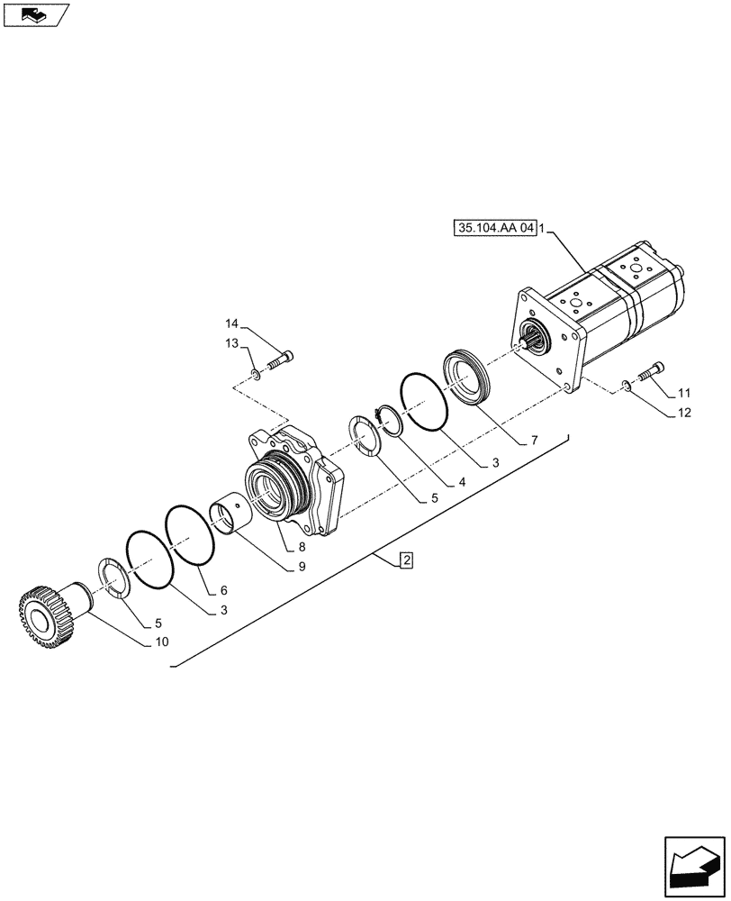 Схема запчастей Case IH FARMALL 105U - (35.104.AA[01]) - STD + VAR - 743911 - HYDRAULIC PUMP - 60 L/MIN (35) - HYDRAULIC SYSTEMS