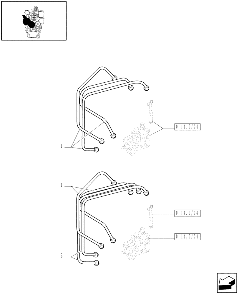 Схема запчастей Case IH JX90 - (0.14.9) - (VAR.319-747) TTF ENGINE TIER2 - LINES FOR INJECTION SYSTEM (01) - ENGINE