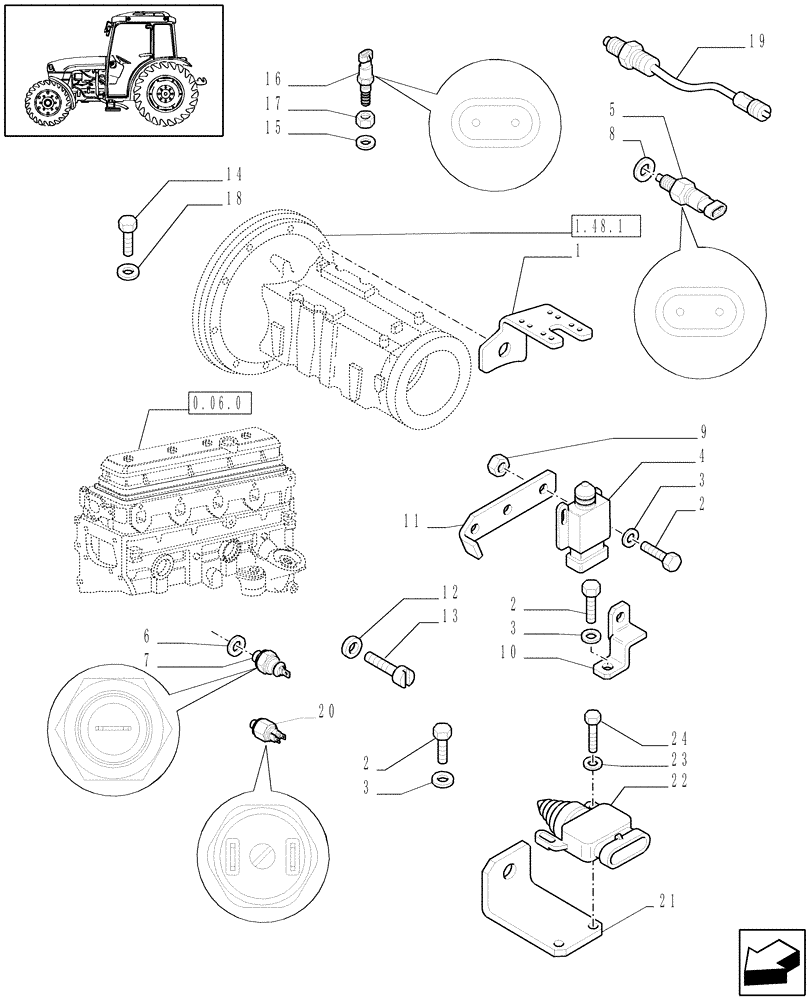 Схема запчастей Case IH JX1060C - (1.75.0[02]) - ELECTRIC CONTROLS (06) - ELECTRICAL SYSTEMS