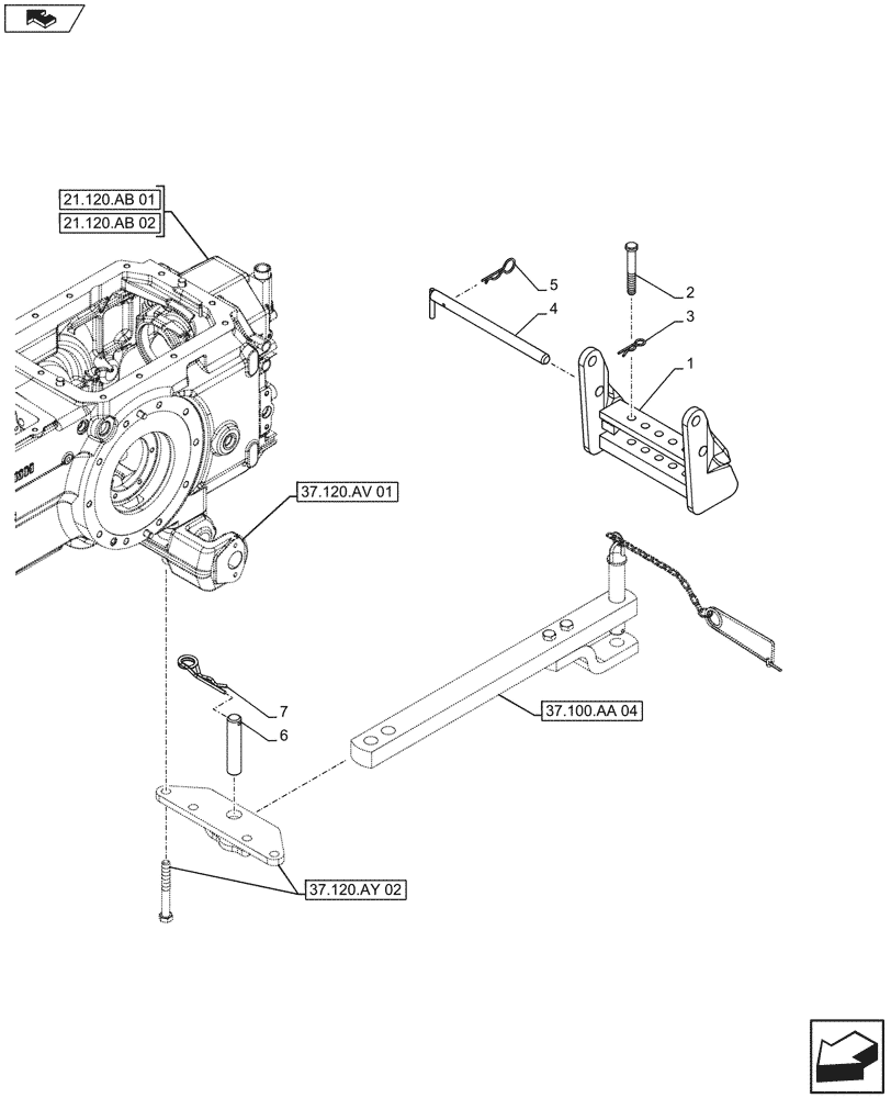 Схема запчастей Case IH FARMALL 105U - (37.100.AB[05]) - VAR - 331918, 333918 - DRAWBAR AND HITCH, DRAWBAR, SUPPORT, ISO (33 MM HOLE/GERMANY) (37) - HITCHES, DRAWBARS & IMPLEMENT COUPLINGS