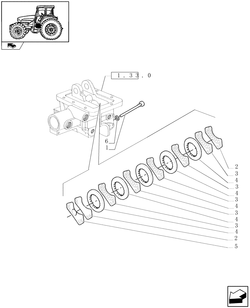 Схема запчастей Case IH FARMALL 85U - (1.65.5) - PARKING BRAKE (05) - REAR AXLE