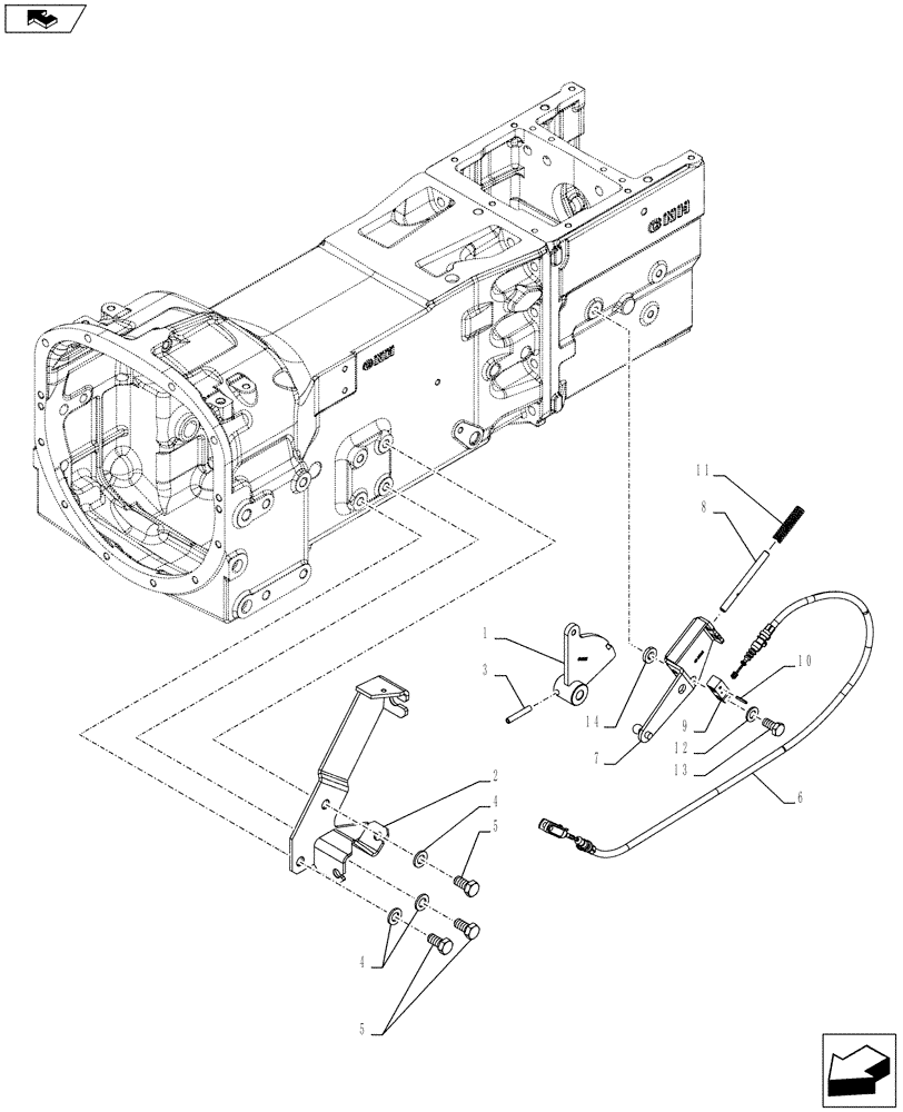 Схема запчастей Case IH FARMALL 105C - (21.162.AB[01]) - REVERSER, MECHANICAL, SUPPORT, CABLE (21) - TRANSMISSION