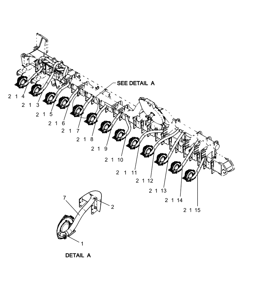 Схема запчастей Case IH 1260 - (75.200.18[02]) - ROW UNIT - VACUUM HOSE LT 60 (75) - SOIL PREPARATION