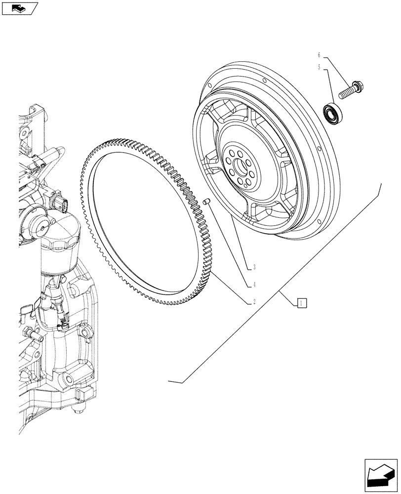 Схема запчастей Case IH FARMALL 85C - (10.103.AH[01]) - ENGINE FLYWHEEL (12X12), W/O CAB (10) - ENGINE