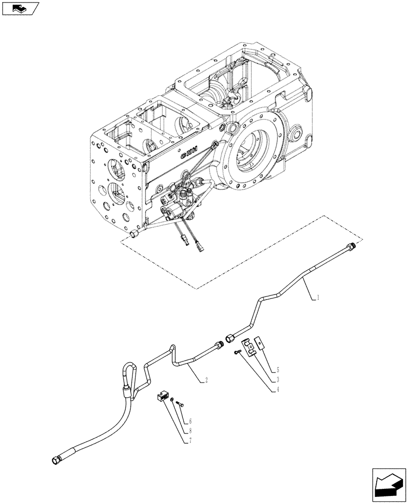 Схема запчастей Case IH FARMALL 115C - (25.102.AT[02]) - VAR - 743560 - DIFFERENTIAL LOCK, FRONT, HYDR LINES (HI-LO) (25) - FRONT AXLE SYSTEM