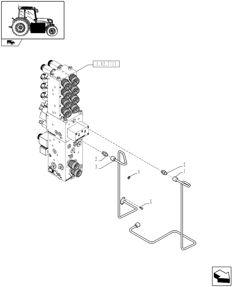 Схема запчастей Case IH FARMALL 105V - (1.82.7/16) - ELECTRONICALLY-CONTROLLED LIFT - PIPES (07) - HYDRAULIC SYSTEM