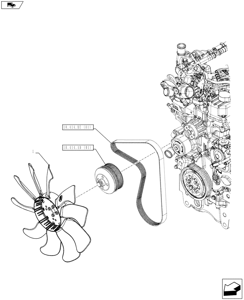 Схема запчастей Case IH FARMALL 85C - (10.414.AC[01]) - VAR - 390018 - FAN (10) - ENGINE