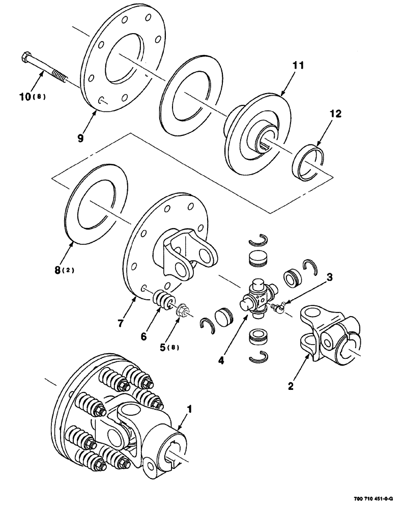 Схема запчастей Case IH 525 - (02-032) - U-JOINT CLUTCH ASSEMBLY (58) - ATTACHMENTS/HEADERS