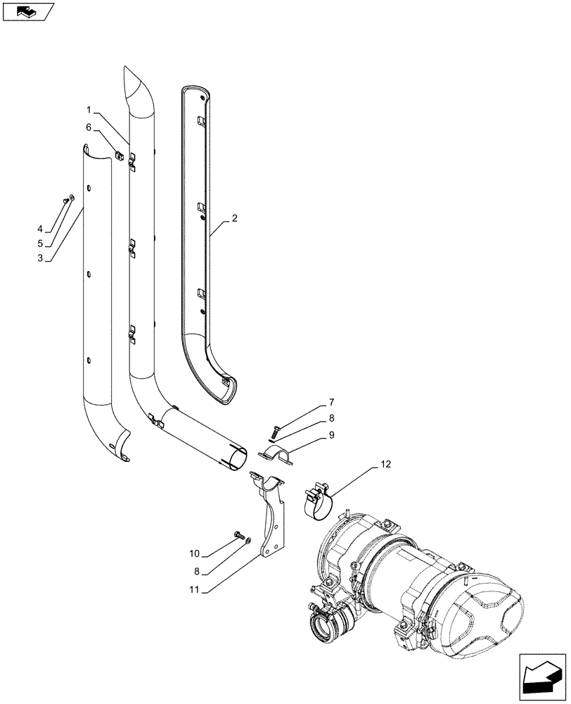 Схема запчастей Case IH FARMALL 95C - (10.254.AD[02]) - VAR - 391151 - EXHAUST SYSTEM PIPE, W/O CAB (10) - ENGINE