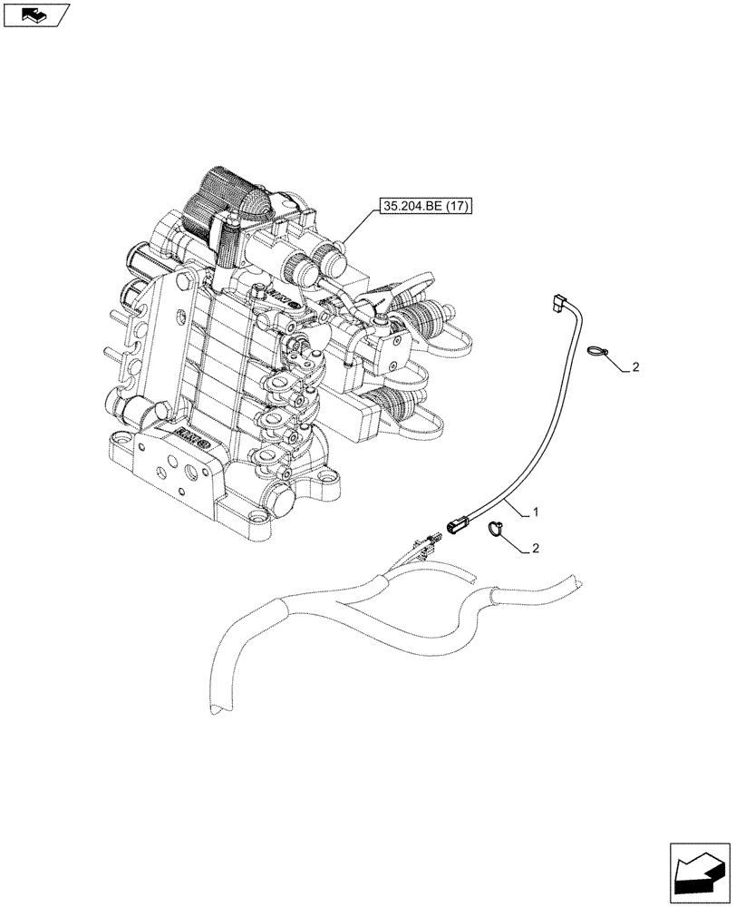 Схема запчастей Case IH FARMALL 115C - (55.620.AA[04]) - REMOTE CONTROL VALVE, WIRE HARNESS (HI - LO) (55) - ELECTRICAL SYSTEMS