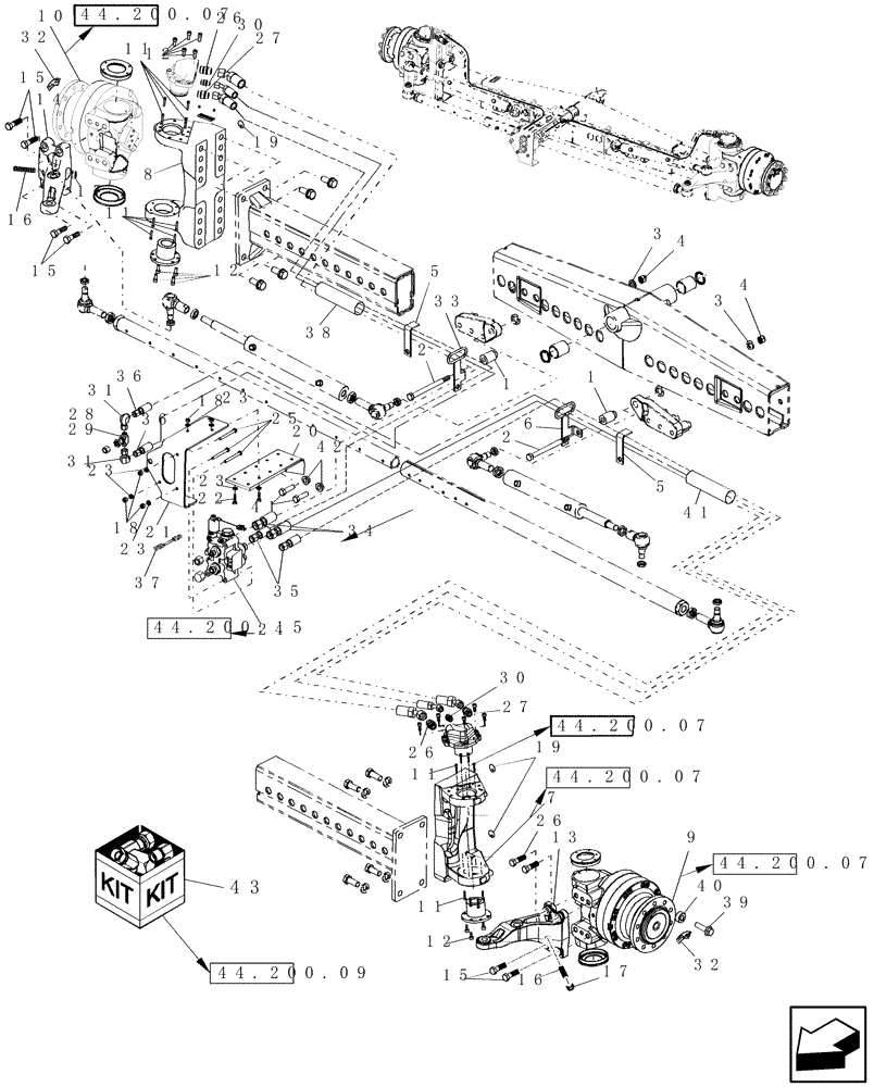 Схема запчастей Case IH 8120 - (44.200.12) - POWERED REAR AXLE (44) - WHEELS