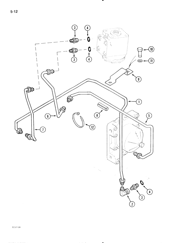 Схема запчастей Case IH 595 - (5-12) - POWER STEERING TUBES, REAR, 2 WHEEL DRIVE TRACTOR W/O CAB, W/O 2 SPEED POWER SHIFT, W/O FWD. & REV. (05) - STEERING