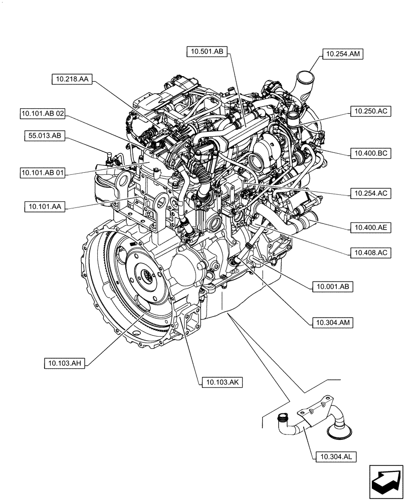 Схема запчастей Case IH SR250 - (00.000.10[02]) - PICTORIAL INDEX - ENGINE (10) - ENGINE