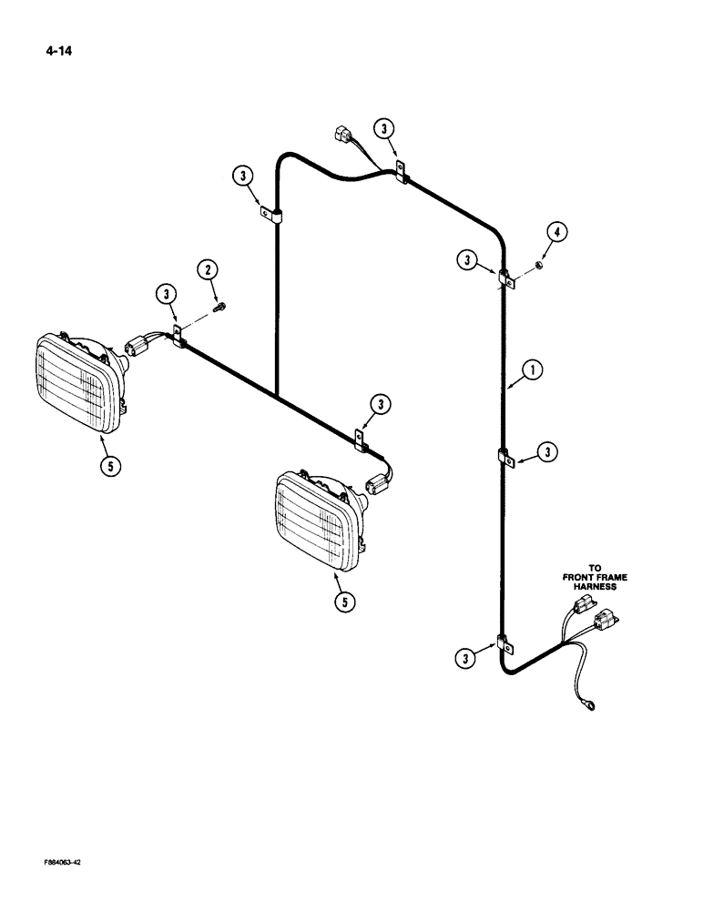 Схема запчастей Case IH 9190 - (4-14) - FRONT HEADLIGHT HARNESS (04) - ELECTRICAL SYSTEMS