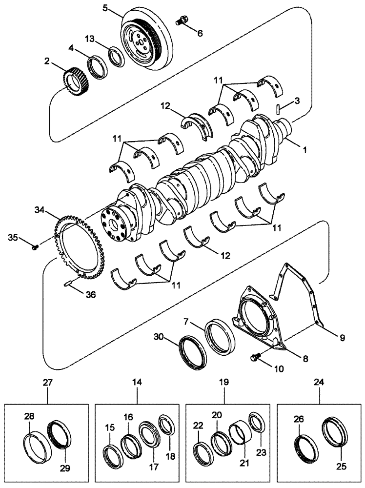 Схема запчастей Case IH 4420 - (03-018[02]) - CRANKSHAFT (01) - ENGINE